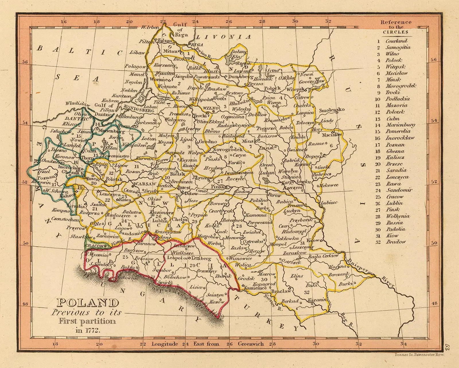 Mapa Polski w roku 1772